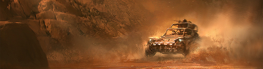 Dune Buggy cutting across the Terrain - Concept Art