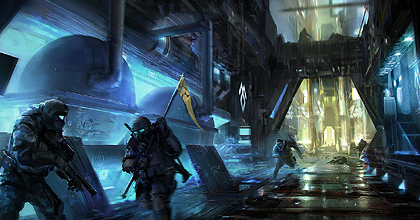 Legion Soldiers about to capture the Rebel flag in the Reactor Arena - Concept Art